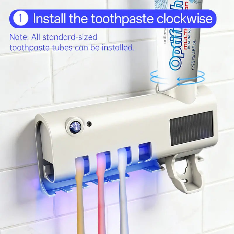 4-Slot Sanitizing Toothbrush Holder with Smart Sensor & Toothpaste Dispenser