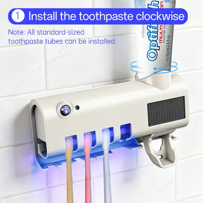 4-Slot Sanitizing Toothbrush Holder with Smart Sensor & Toothpaste Dispenser