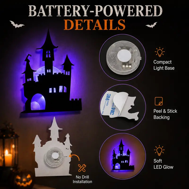 Halloween LED Silhouette Wall Light Stickers for Home Window Door Party