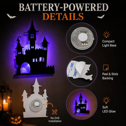 Halloween LED Silhouette Wall Light Stickers for Home Window Door Party