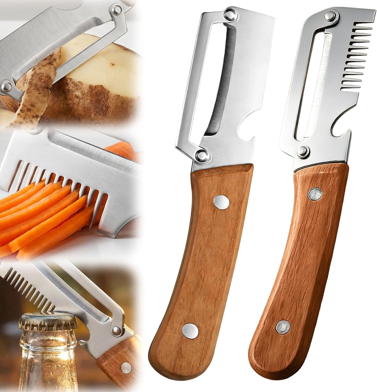 2 Pcs Multifunctional Vegetable Peeler & Bottle Opener