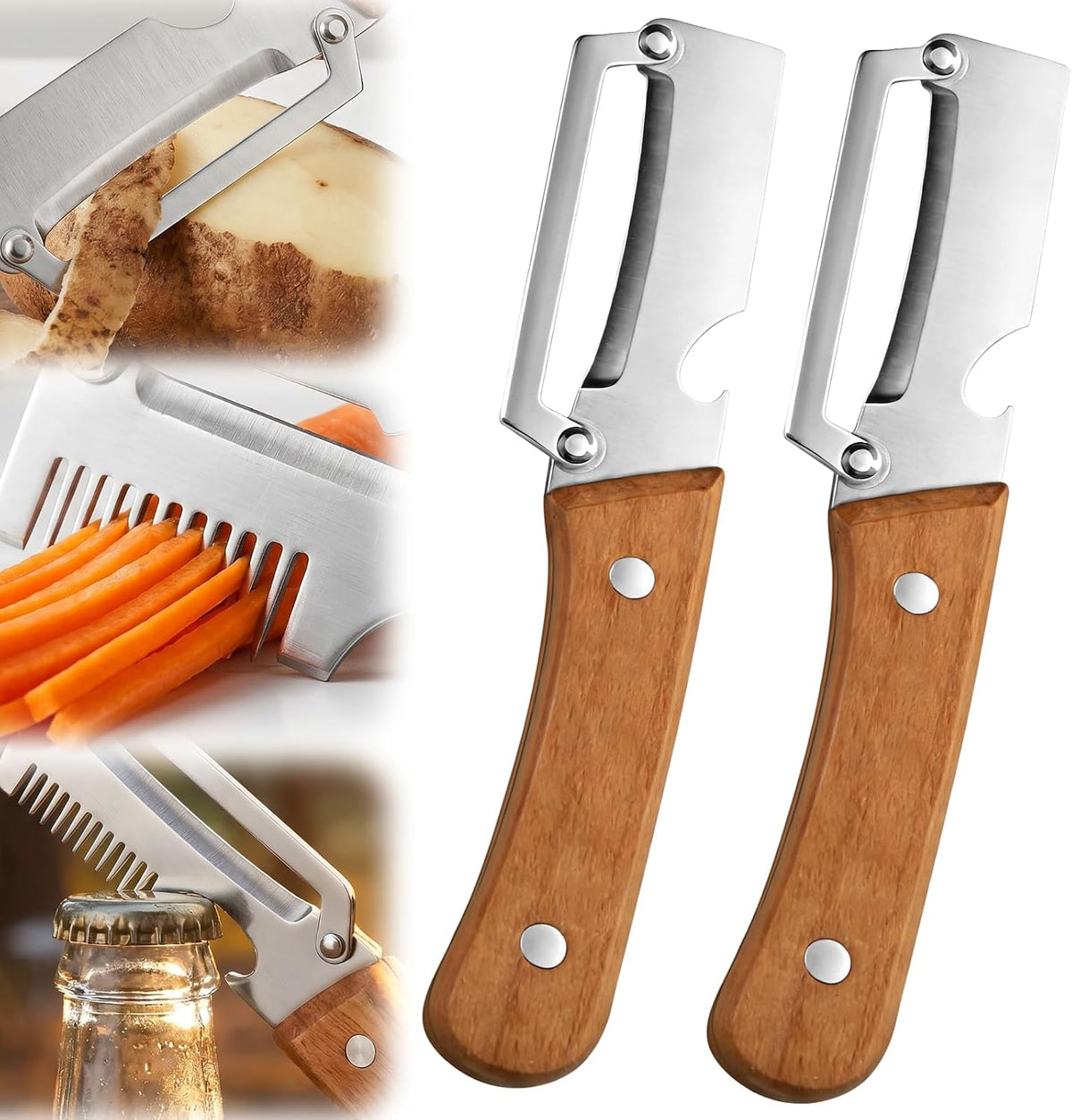 2 Pcs Multifunctional Vegetable Peeler & Bottle Opener