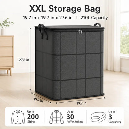 Large-Capacity Zippered Fabric Storage Bag for Clothes & Bedding