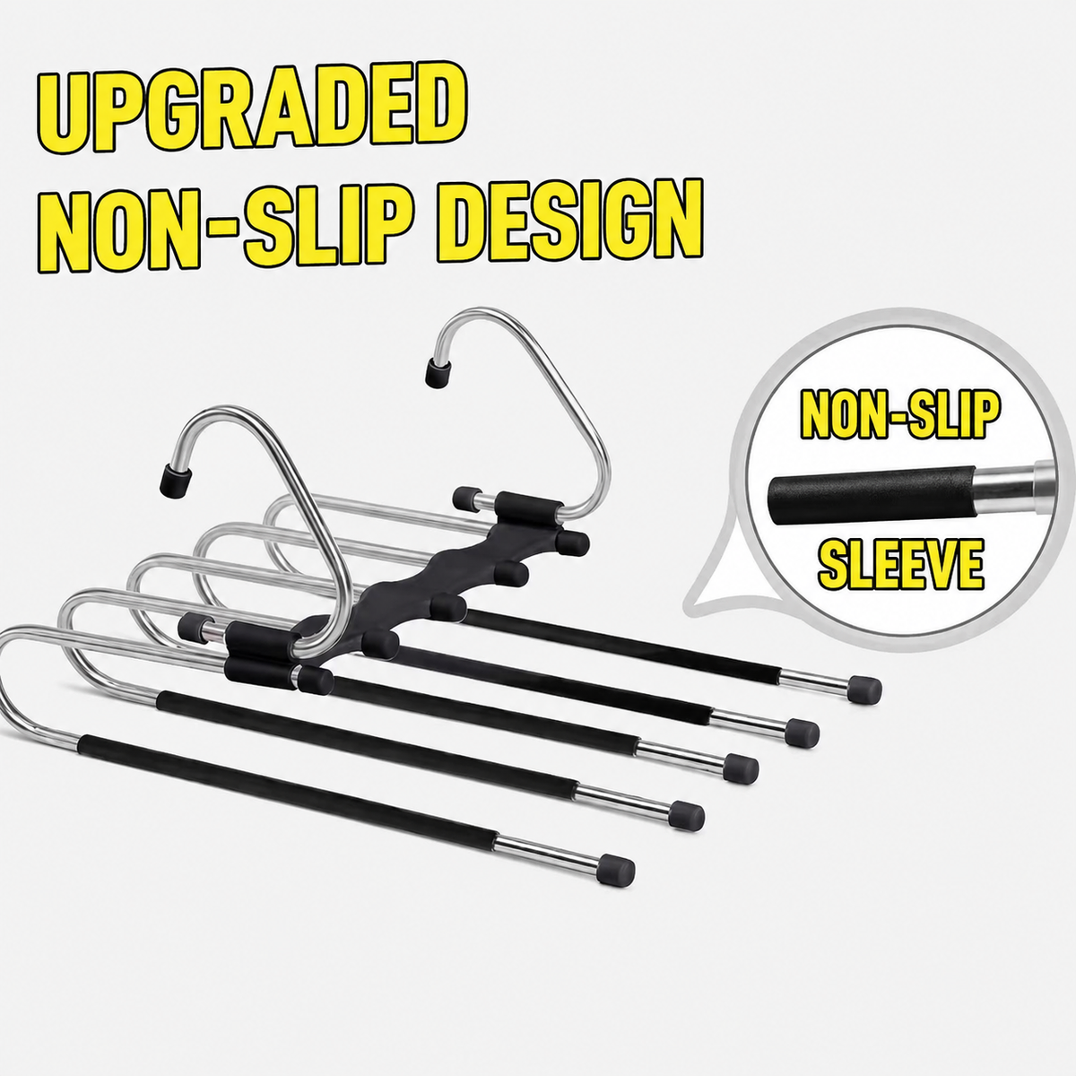 6-Tier Space Saving Pants Hanger with Pull-Out Stainless Steel Rods