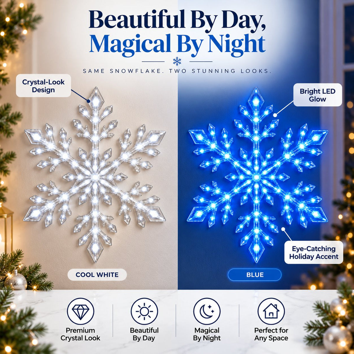 ❄️ Christmas LED Snowflake Wall Lights Set