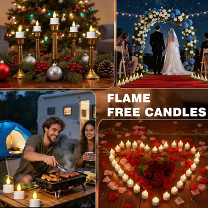 Rechargeable LED Tealight Candles with Remote, Timer & Charging Station