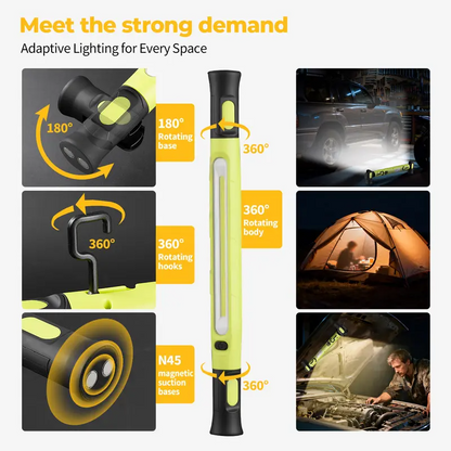 3000LM LED Under Hood Work Light Bar With Magnetic Mount & Rechargeable Battery