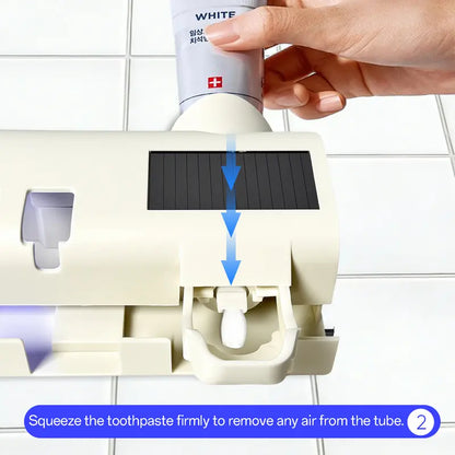 4-Slot Sanitizing Toothbrush Holder with Smart Sensor & Toothpaste Dispenser