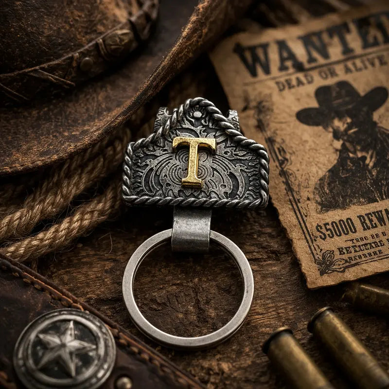 Personalized Western Cow Tag Keychain