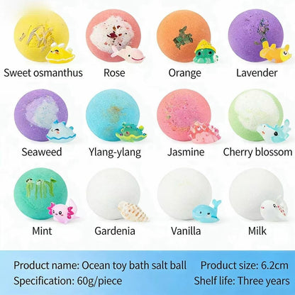 🛁🐙 Ocean Surprise Bath Bombs for Kids – 12 Pack Bubble Bath Fizzies with Hidden Sea Creatures