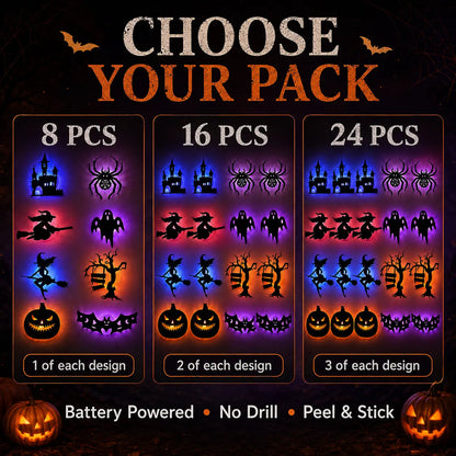 Halloween LED Silhouette Wall Light Stickers for Home Window Door Party