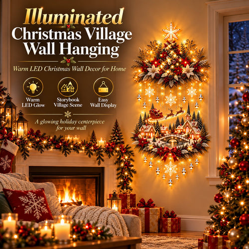 🎄 Illuminated Christmas Village Wall Hanging – Warm LED Christmas Wall Decor for Home✨️