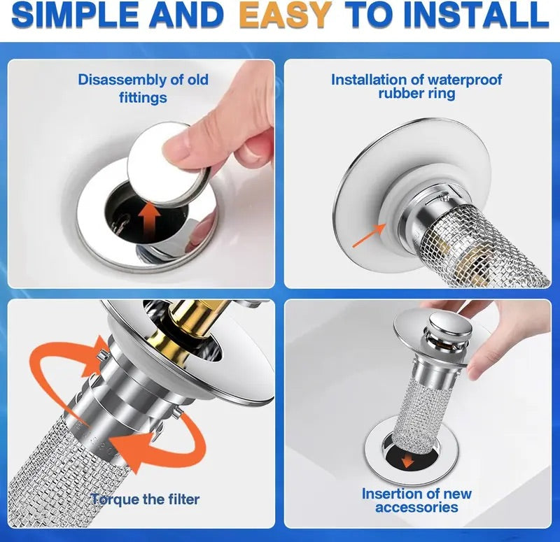 Stainless Steel Anti-Odor Bathroom Sink Stopper
