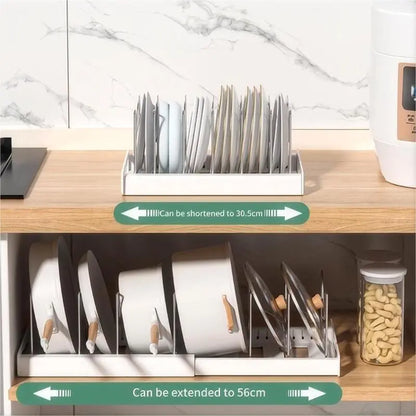 Adjustable 7-Slot Pot Lid & Bakeware Organizer Rack