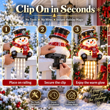 🎄 Christmas Character Railing Lights — Warm LED Icicle Glow For Magical Holiday Porch Decor🔔