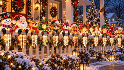 🎄 Christmas Character Railing Lights — Warm LED Icicle Glow For Magical Holiday Porch Decor🔔