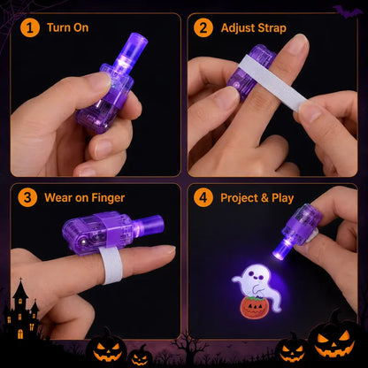 Halloween & Christmas LED Finger Projector Rings