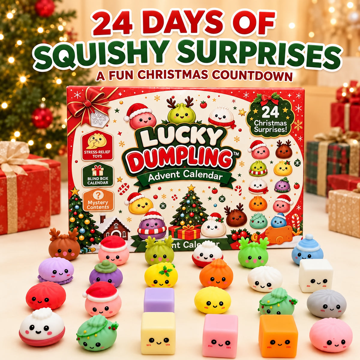 2026 Christmas Squishy Advent Calendar 24-Day Countdown
