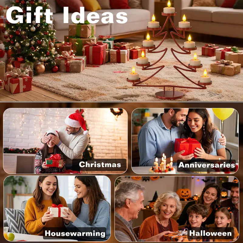 Rechargeable LED Tealight Candles with Remote, Timer & Charging Station