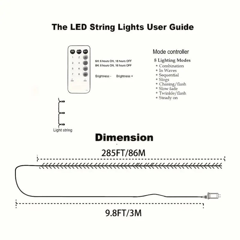 Fairy String Lights, 8 Modes, Timer, Remote - Christmas & Party Decor