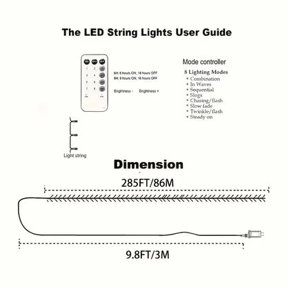 Fairy String Lights, 8 Modes, Timer, Remote - Christmas & Party Decor