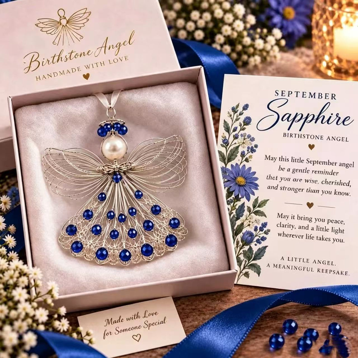 ⏳ 49% Off – 👼handmade Birthstone Angel Wire Ornament |12 Meaningful Birthstone Colors With Keepsake Card ✨