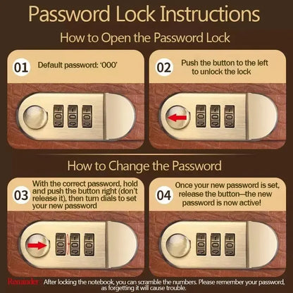 A6 Savings Notebook with 3-Digit Combination Lock