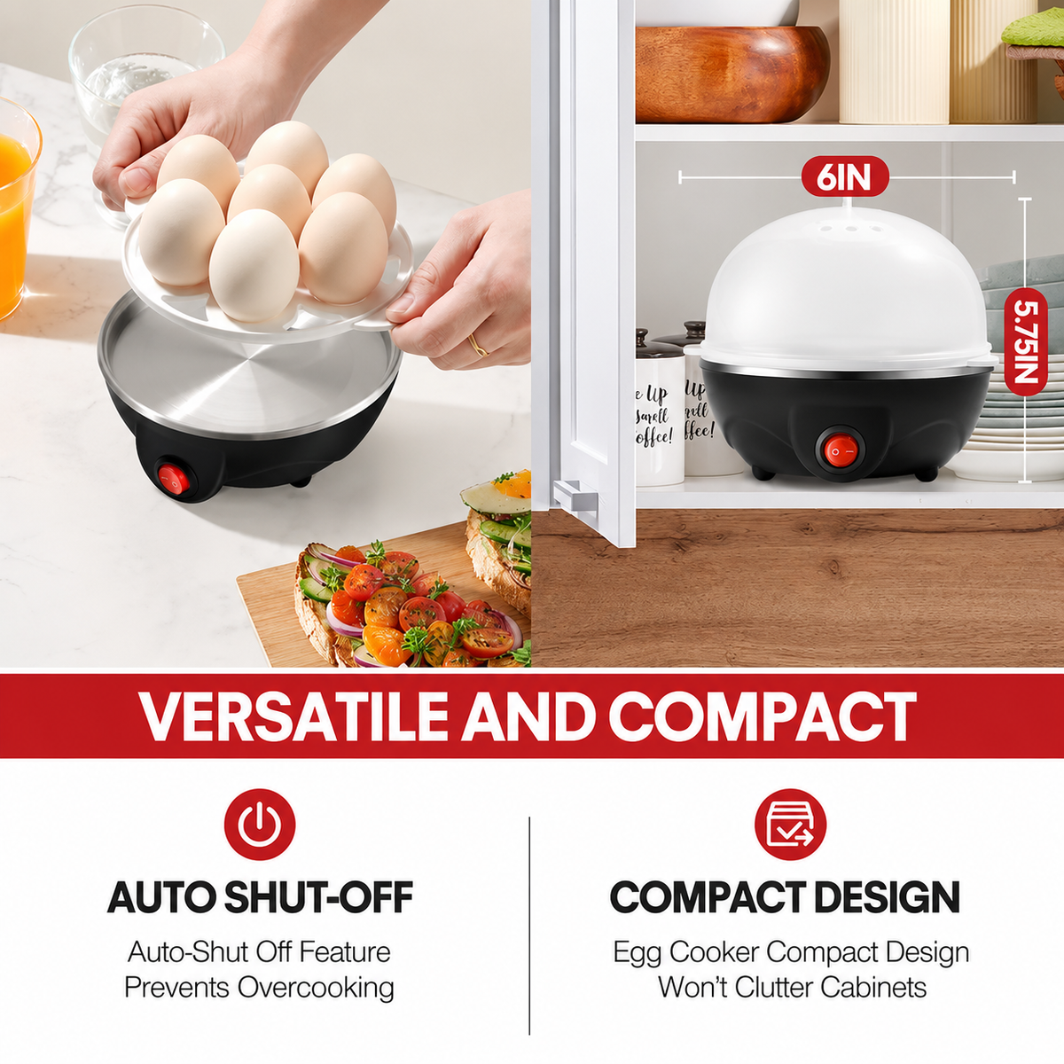 Rapid Electric Egg Cooker | 7-Egg Capacity with Auto Shut-Off