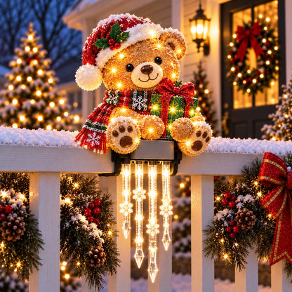 🎄 Christmas Character Railing Lights — Warm LED Icicle Glow For Magical Holiday Porch Decor🔔