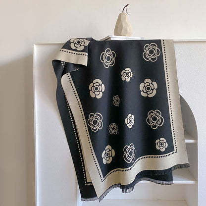 Women’s Reversible Cashmere-Feel Warm Printed Shawl