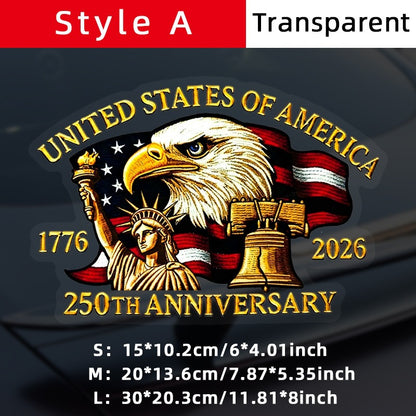 Patriotic 250th Anniversary God Bless America Eagle 1776–2026 Car Window Decal