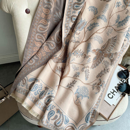 Women’s Reversible Cashmere-Feel Warm Printed Shawl