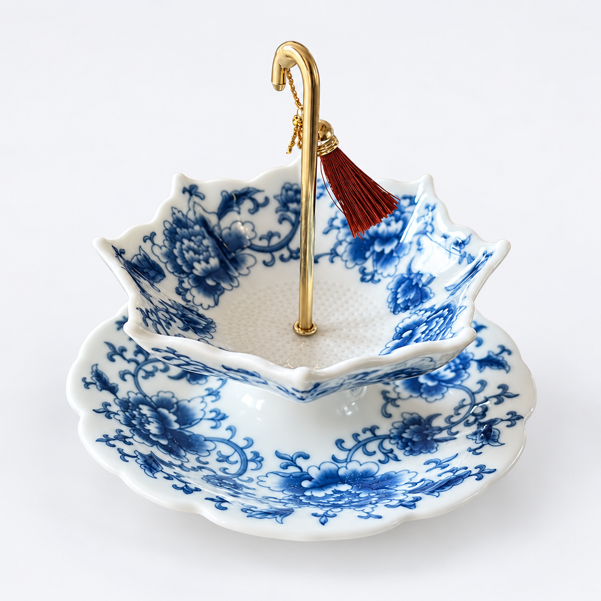 Blue-and-White Umbrella Tea Strainer & Filter Set