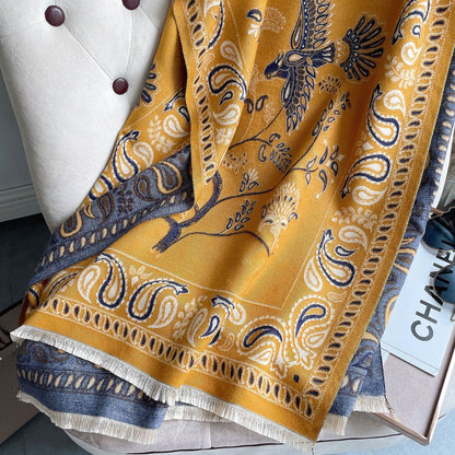 Women’s Reversible Cashmere-Feel Warm Printed Shawl