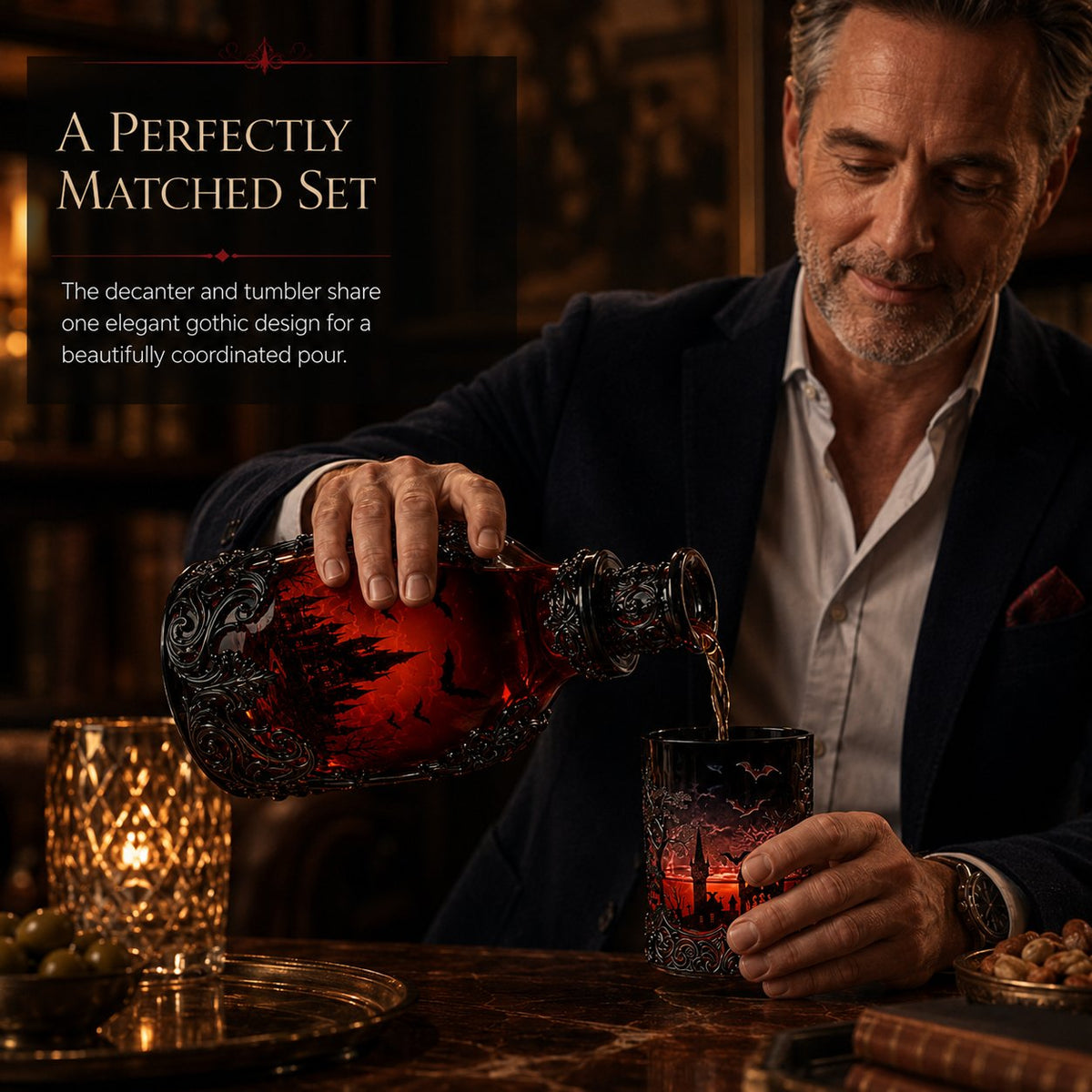 🔥Last Day 49% OFF - 🦇🍺Gothic Vampire Castle Whisky Decanter & Tumbler(📦Buy 2 Free Shipping) - Gothic Bottl🎁