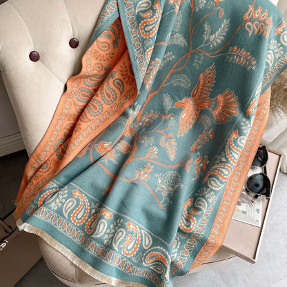 Women’s Reversible Cashmere-Feel Warm Printed Shawl