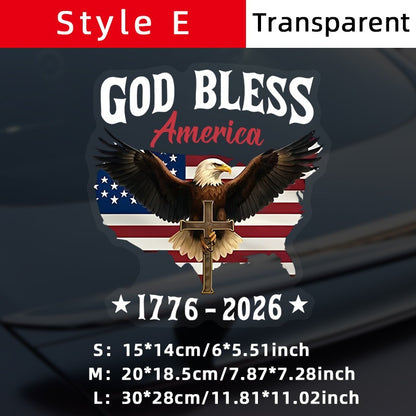 Patriotic 250th Anniversary God Bless America Eagle 1776–2026 Car Window Decal