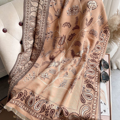 Women’s Reversible Cashmere-Feel Warm Printed Shawl