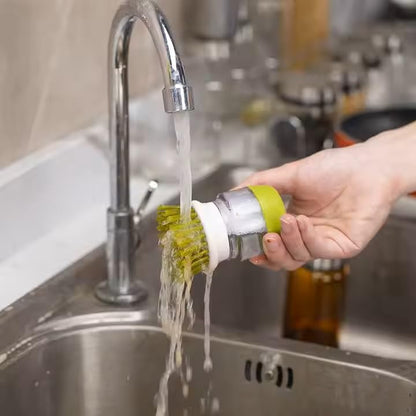Soap Dispensing Palm Dish Brush With Storage Bracket