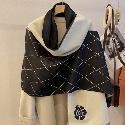 Women’s Reversible Cashmere-Feel Warm Printed Shawl