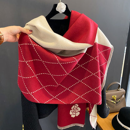 Women’s Reversible Cashmere-Feel Warm Printed Shawl
