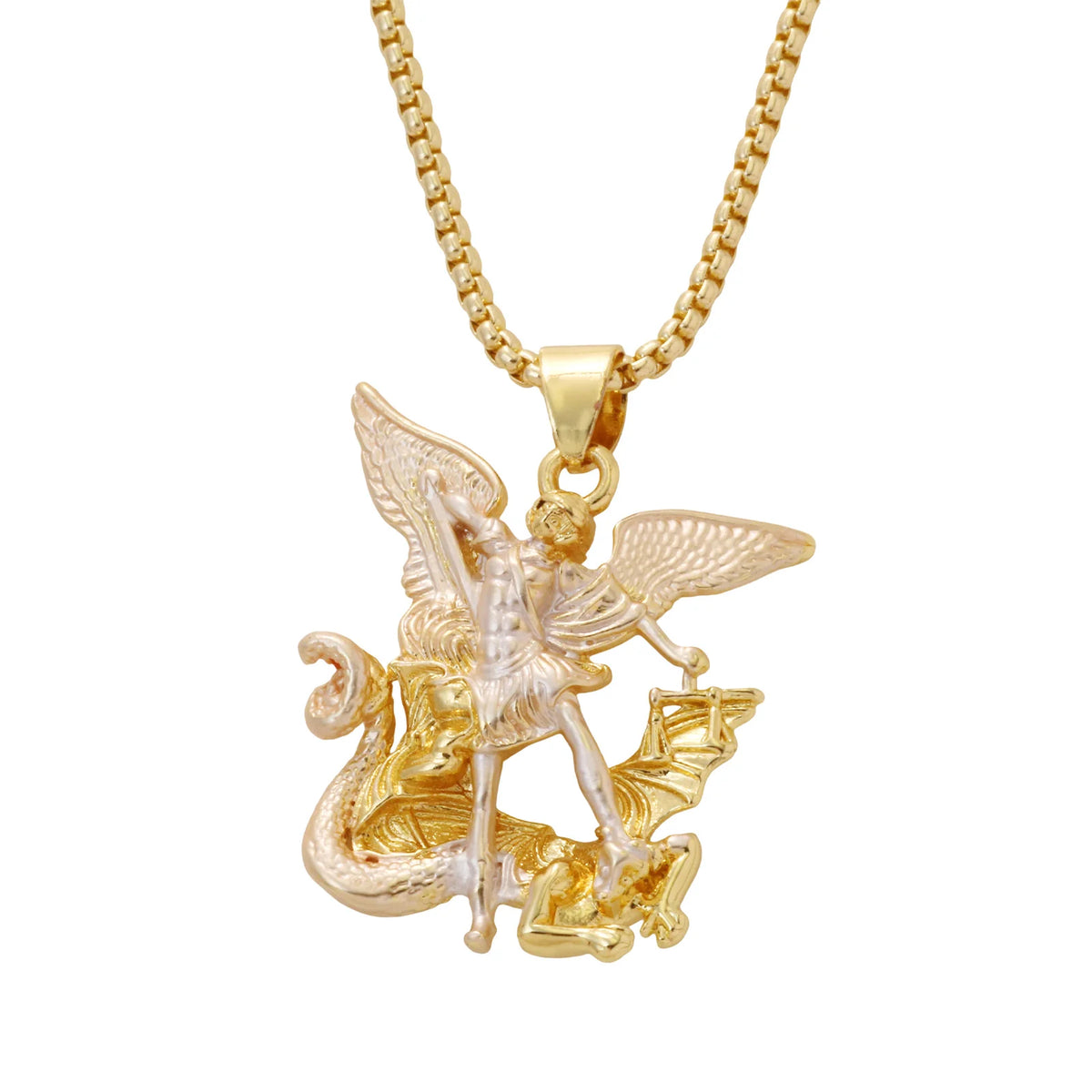 50% OFF💥Tri-Tone Guardian Angel Pendant Necklace