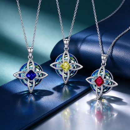 12-Color Birthstone Celtic Knot Necklace
