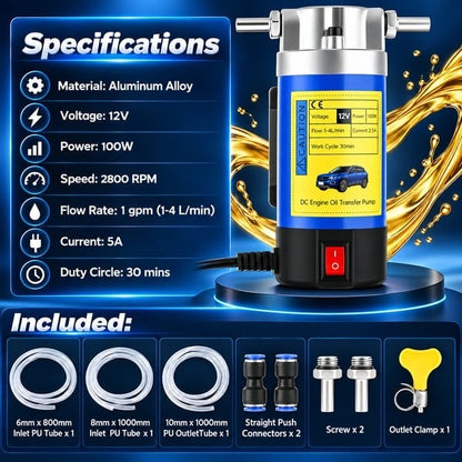 🔧 100W Portable Oil Transfer Pump – 12V / 24V Engine Oil Extractor