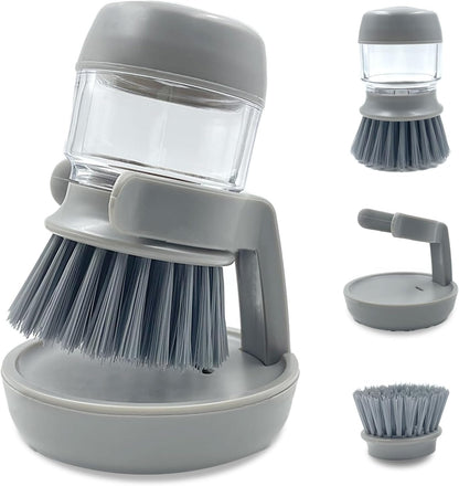 Soap Dispensing Palm Dish Brush With Storage Bracket