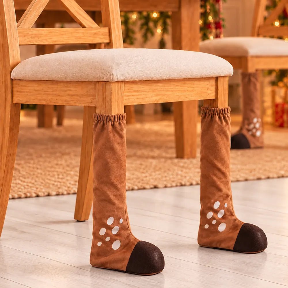 Christmas,Gift For Yourself,Gifts For Her,Gifts For Him,Indoor Decor,No Custom,Playful - Christmas Home Decor, Dining Room Gift For Family - Santa, Reindeer, Elf Boot Furniture Leg Cover