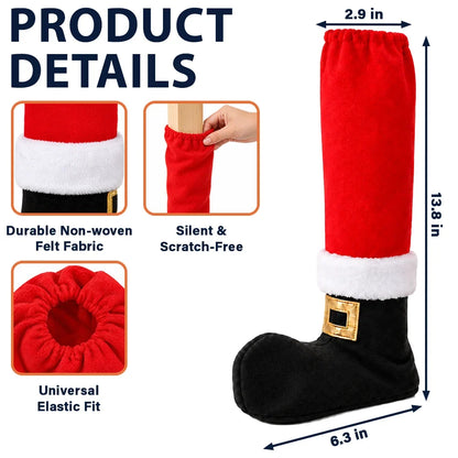 Christmas,Gift For Yourself,Gifts For Her,Gifts For Him,Indoor Decor,No Custom,Playful - Christmas Home Decor, Dining Room Gift For Family - Santa, Reindeer, Elf Boot Furniture Leg Cover
