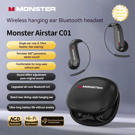 Bluetooth 6.0 Earbuds with Titanium Earhooks & 145H Playtime