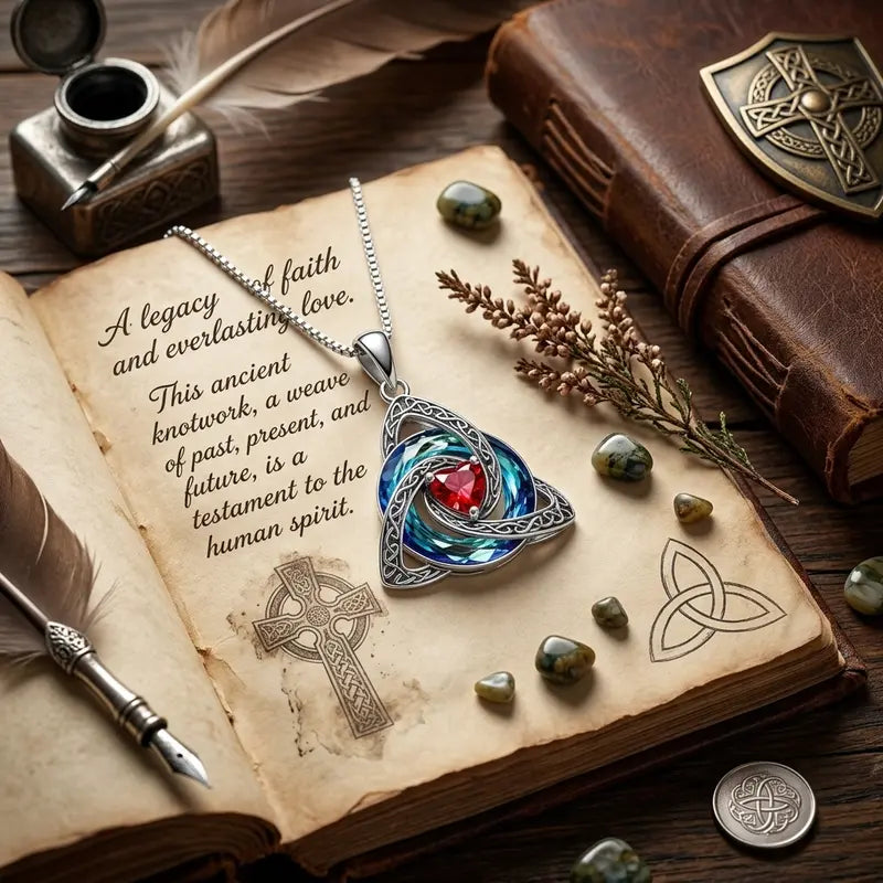 Celtic Trinity Knot Birthstone Necklace
