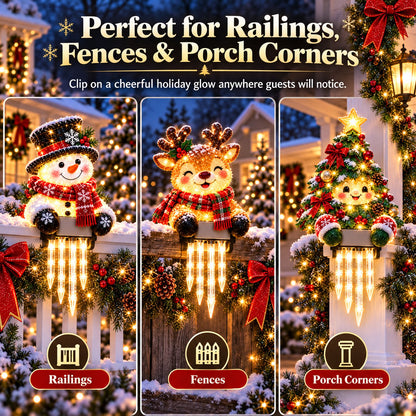 🎄 Christmas Character Railing Lights — Warm LED Icicle Glow For Magical Holiday Porch Decor🔔